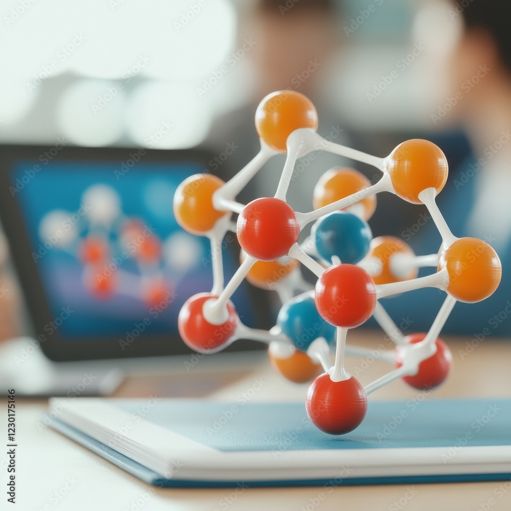 Leinwandbilder vibrant -printed molecular model interactive learning with tablets and textbooks - enhancing stem ed