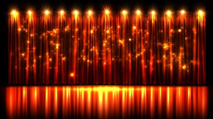 Naklejka premium Shiny red stage with lights for a show