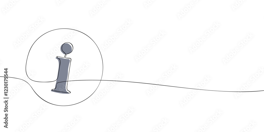 Poster a single line drawing of an info. continuous line symbol of information icon in color. one line icon