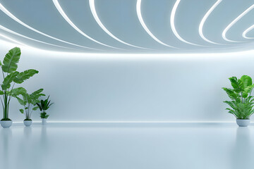 Modern minimalist office interior, plants