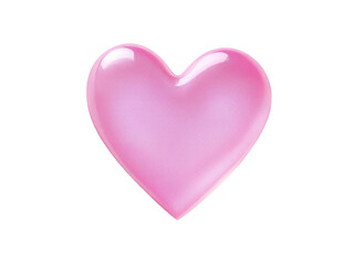 Obraz premium Glossy Pink Heart with Subtle Texture on Transparent Background Generative Ai.