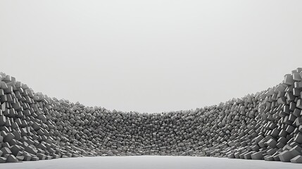 Abstract Gray Cubic Landscape