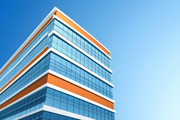 Modern office building, clear sky. Business brochure use