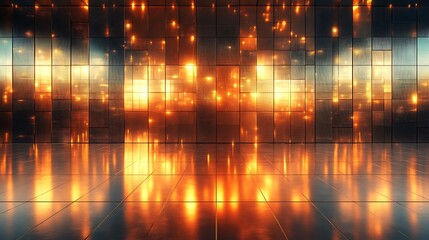 Naklejka premium Illuminated Metal Panels Reflecting Warm Light