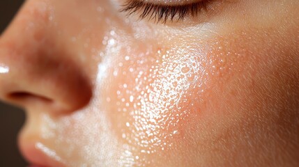 Fototapeta premium Close-Up of Glowing Skin with Dewy Finish and Natural Texture