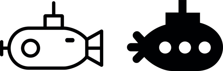 Submarine Vector Icon Set – Nautical, Underwater, and Maritime Adventure Designs