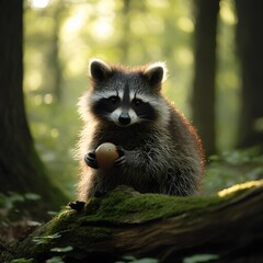 Fototapeta premium Raccoon with Acorn