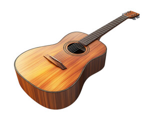 Fototapeta premium wooden acoustic guitar with glossy finish, showcasing its beautiful grain and craftsmanship. Perfect for music lovers and musicians alike