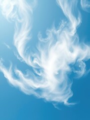 Soft and wispy cloud formations in a blue sky, airy texture, bluish hue, ethereal quality