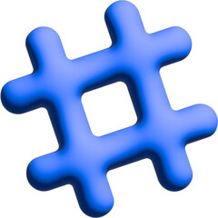 Obraz premium 3D Blue hashtag illustration, social media button, hashtag icon on white background