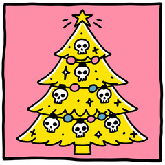 Christmas Tree with skulls decoration - cute irony sticker