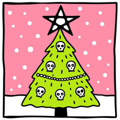 Christmas Tree with skulls decoration - cute irony sticker