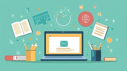 Minimalist Workspace with Laptop and Study Essentials for Creativity