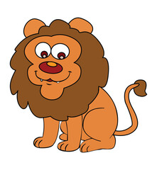 Vector illustration lion is sitting and smiling