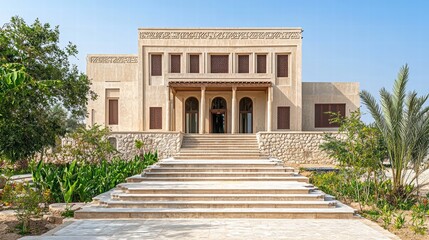 Obraz premium Stunning Architectural Design of Elegant Public Building Outdoors