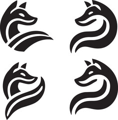 Set of fox logo vector illustration silhouette
