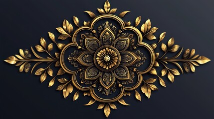 Elegant Golden Floral Design on Dark Background with Intricate Details