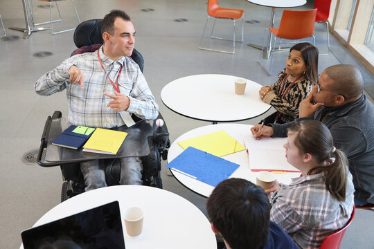 Man with cerebral palsy�having presentation