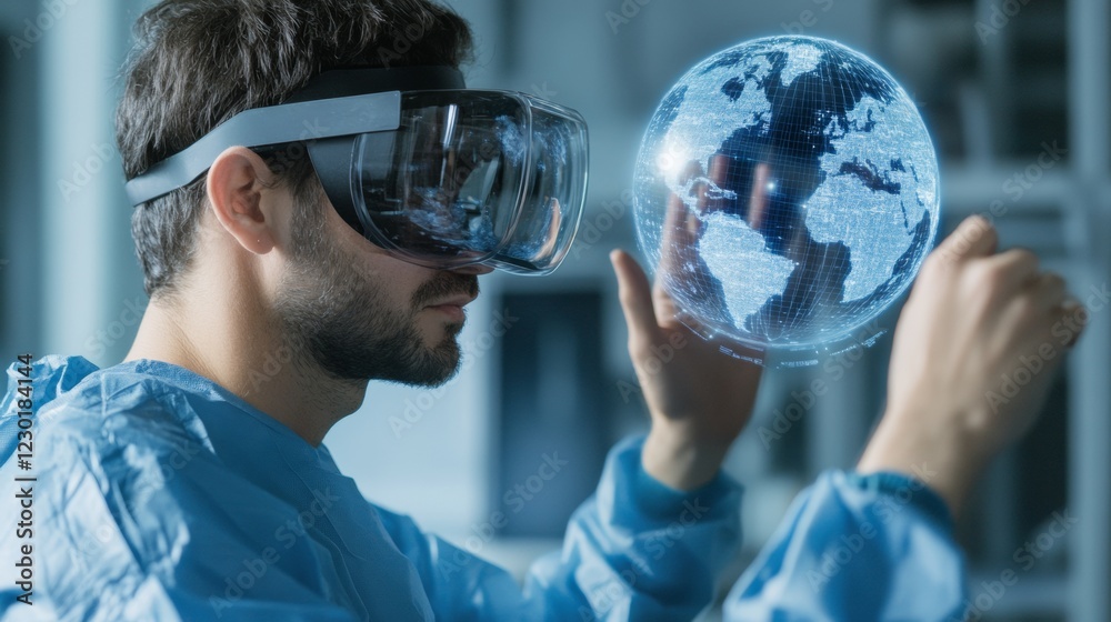 Aufkleber futuristic vr holographic collaboration tech insights for global scientific teams in healthcare - tr