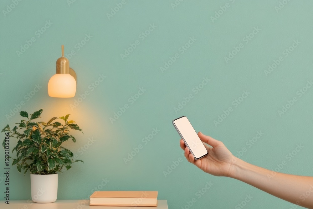 Poster Contemporary Minimalism Sleek Smartphone with Flashcard App in a Digital Learning Setup - Enhanced Productivity Tools for Modern Workspaces and Efficient E-Learning Solutions