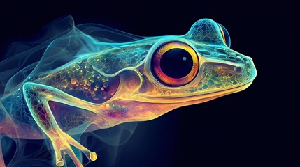 A vector illustration of a translucent glass frog skin texture with visible internal patterns.