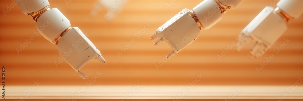 Leinwandbilder neofuturistic robotics in smart factory sleek arm assemblies with circuit textures - industrial auto