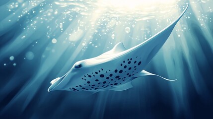 A vector illustration of a smooth manta ray skin texture with dark spots and velvety surfaces.