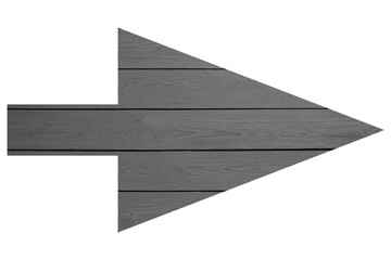 Arrow with grey wooden texture isolated on white
