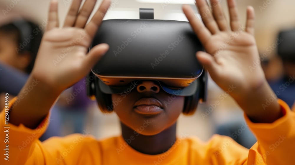 Poster immersive vr collaboration experience diverse youth engaging with augmented reality technology in a 
