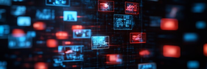 Cyber Aesthetic Display Interactive Digital Interface for Remote Collaboration and Data Visualization - Enhance Business Efficiency and Virtual Team Engagement