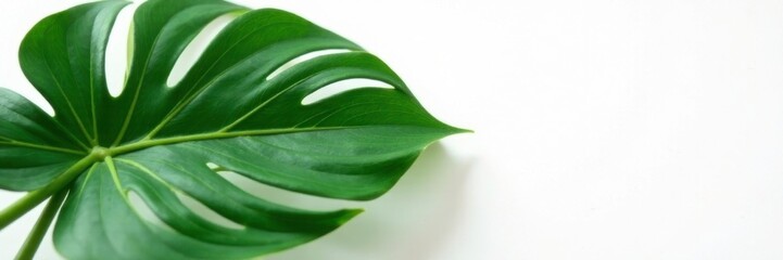 Unique variegation of Monstera leaves against a clean white surface, botanical, isolated, leaf