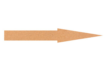 Arrow with texture of kraft paper isolated on white