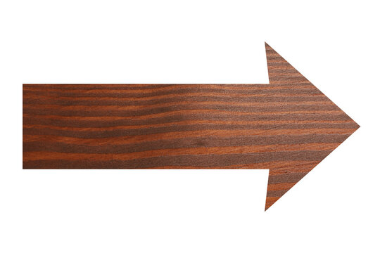 Arrow with wooden texture isolated on white