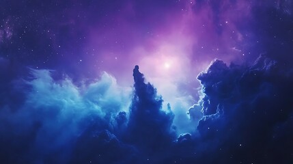 Fototapeta premium Starry nebula night sky with cloud formations