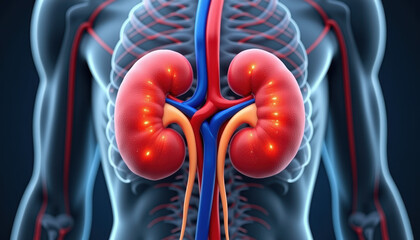 Anatomical illustration of human kidneys showcasing their structure and function, designed for promoting awareness on World Kidney Day.