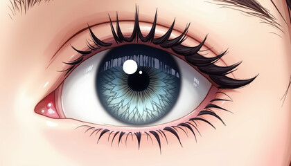 Artistic depiction of a striking blue eye with detailed eyelashes, emphasizing awareness for World Glaucoma Day