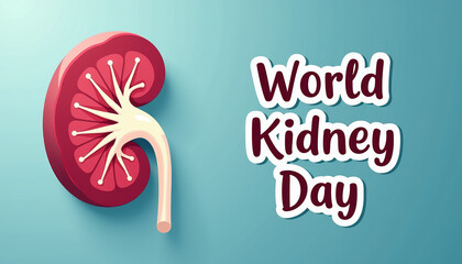 Modern and clean World Kidney Day banner featuring a unique kidney illustration aimed at raising awareness about kidney health.