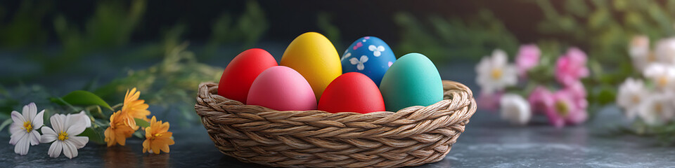 easter eggs in a basket