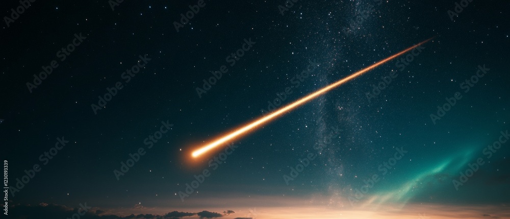 Aufkleber Celestial Meteor Shower Streak and Aurora Silhouette for Astro Enthusiasts - Modern Cosmic Art and Scientific Visual Content Creation