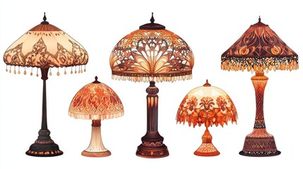 Elegant Vintage Lamps Collection in Various Designs and Colors
