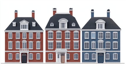 Fototapeta premium Elegant Residential Homes in Classic Architectural Styles