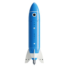 Isolated Blue Retro Rocket with White Fins