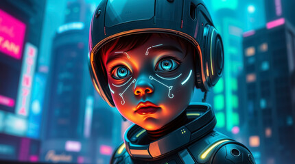 Cyberpunk Child Android 