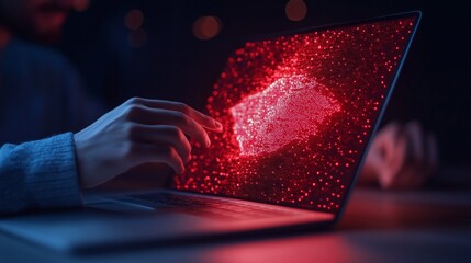 Futuristic Cybersecurity Workspace Holographic Interface with Real-Time Security Metrics in Indian Tech Startup - Enhancing Digital Collaboration and Innovative Data Protection