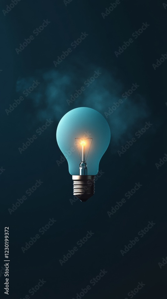 Aufkleber glowing lightbulb on dark background futuristic tech visualization in digital marketing - innovative