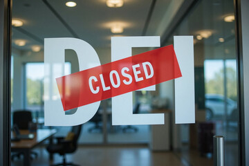 Government department for diversity, equity, and inclusion closed and shutdown, with offices empty after jobs and workforce terminated following presidential order to end the DEI program. Concept.