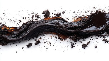 Glossy Dark Chocolate Spread with Crumbs and Splattered Texture