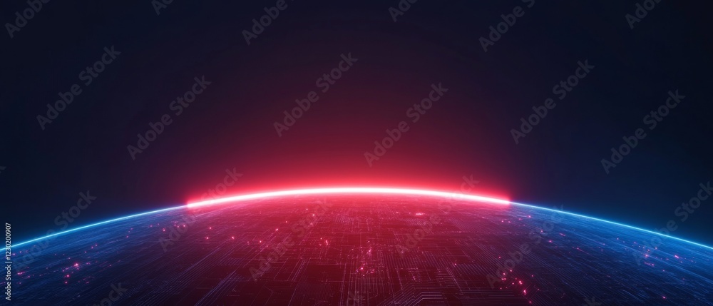 Poster neon-hued smart cityscape aerial urban view with digital data overlays - innovation-driven connectiv