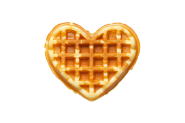 Heart shaped waffles isolated on transparent background Generative Ai.