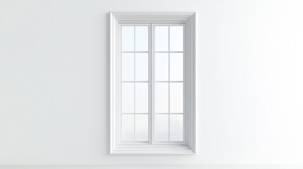 Obraz premium A doublehung sash window with white frames and clear glass placed on a white backdrop front view showcasing traditional design technology tone analogous color scheme